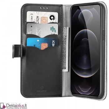 Dux Ducis Kado serijos odinis dėklas - juodas (Apple Iphone 12 Pro Max)